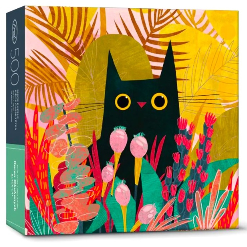 Anthropologie Vibrant Cat Puzzle - Black, Yellow, Pink, Green